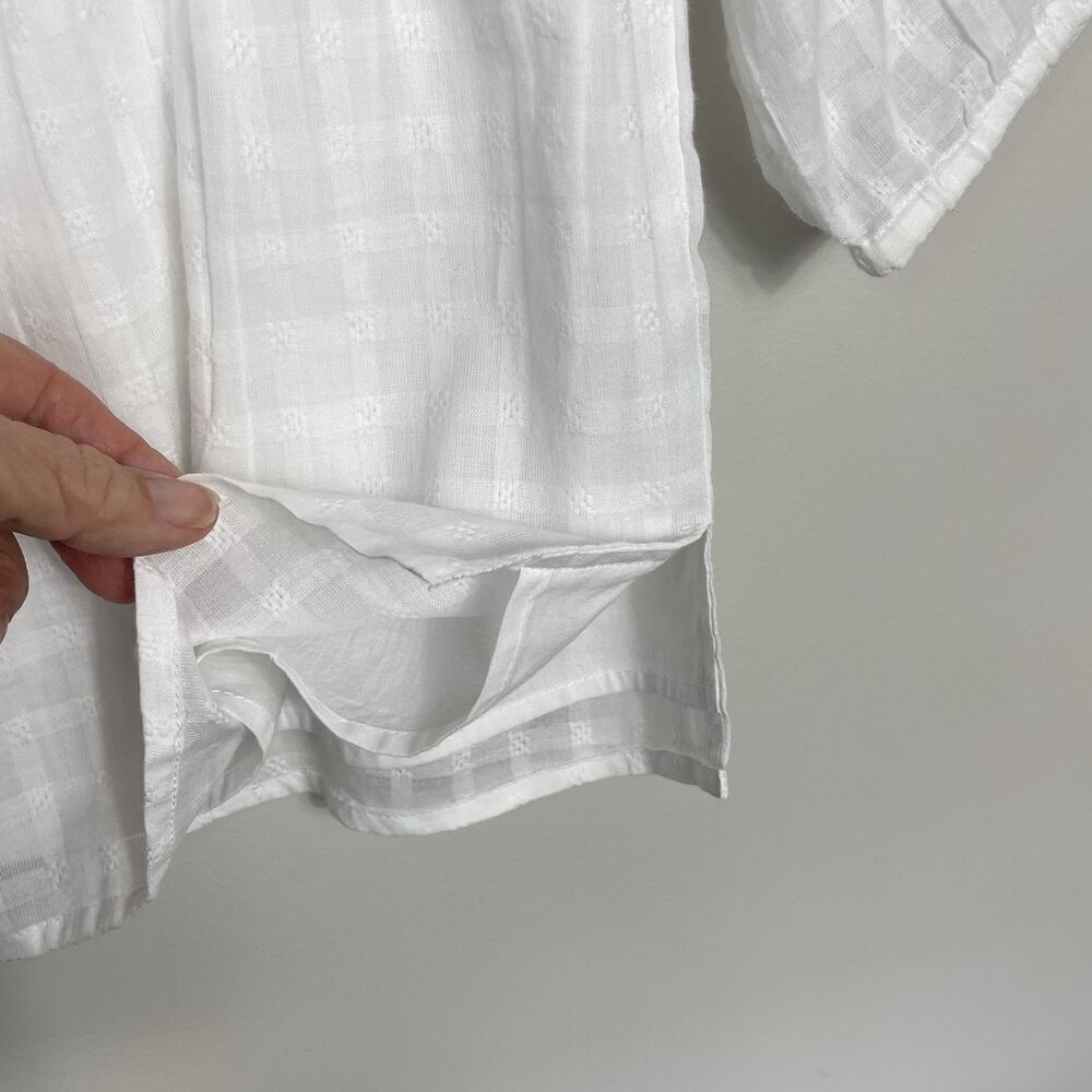 Soft Surroundings Elodie Windowpane Gauze Top Size L Petite White Cotton NEW - Picture 11 of 13
